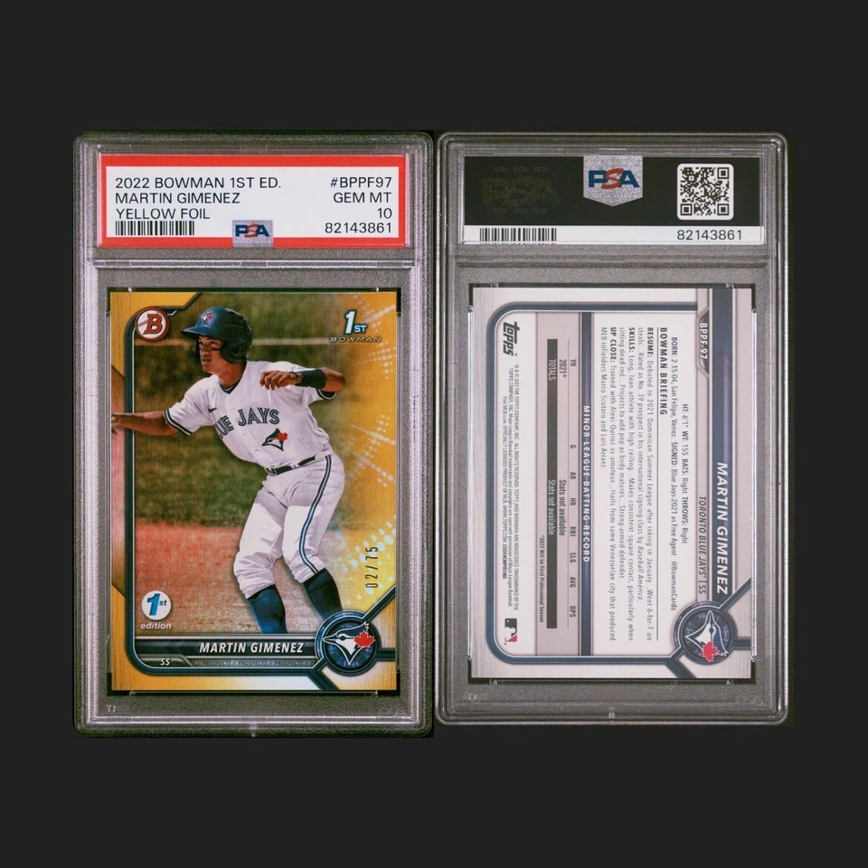 2022 Martin Gimenez Bowman 1st Edition #BPPF-97 1st Yellow Foil 02/75 - PSA 10 - Image 1 of 1