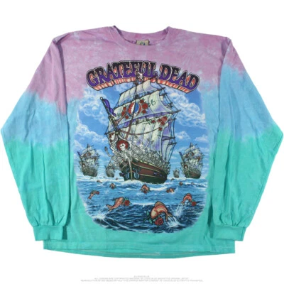 GRATEFUL DEAD-SHIP OF FOOLS-TIE DYE LONG SLEEVE-2 SIDD T-SHIRT M-L-XL-XXL Garcia - Image 1 of 3