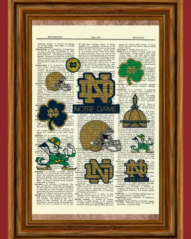 Notre Dame Dictionary Art Print Poster Picture Fighting Irish Football Gift Cover