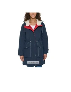 Jacket Coat Women Tommy Hilfiger Parka Hooded Navy Green NEW XS-XXL Zip Jacket - Picture 1 of 10