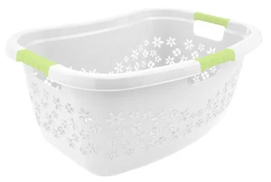 ergonomischer Wäschekorb weiß/grün 50 L mit Soft-Touch-Griffen - Bild 1 von 2