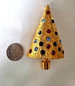 Gorgeous Rich Gold Tone Modernist Rhinestone Christmas Vintage Brooch DEAD STOCK - Picture 1 of 2