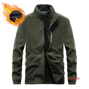 Autumn Winter Men's Casual Thicken Warm Stand-up Coats Polar Fleece Jackets Size - Picture 1 of 16