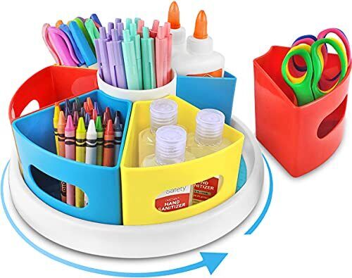  - Rotating Art Supply Organizer for Kids Desk, Caddy Organizer, Lazy Susan 