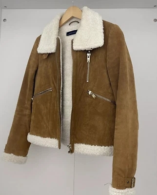 Chaqueta de piel de oveja Zara marrón gamuza real - talla S Foto 1 de 4