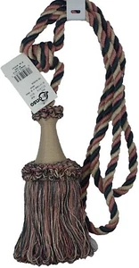 Conso Duke 11808 N09 NATURAL DUSTY ROSE PINK BLUE Drapery Curtain Tassel Tieback - Picture 1 of 2