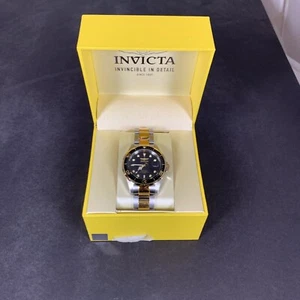 Invicta Men’s Watch Pro Diver Quartz Black Dial Yellow Two Time Bracelet New - Picture 1 of 7