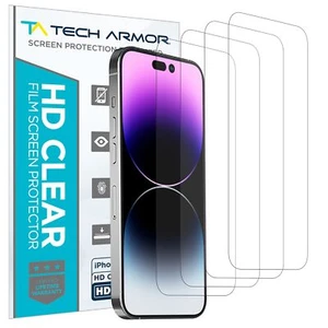 Tech Armor HD Film Screen Protector For iPhone 14 Pro 6.1 Inch - 4 Pack - Picture 1 of 7