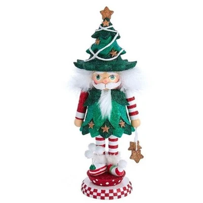 Hollywood Jolly Tree Christmas Hat Wooden Nutcracker 12.5 Inch HA0566 - Image 1 of 4