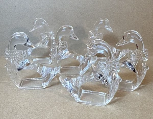 New Vintage 6 Clear Acrylic Swan W/ Bow Napkin Holder Rings 2.5'x3” Taiwan Made - Picture 1 of 8