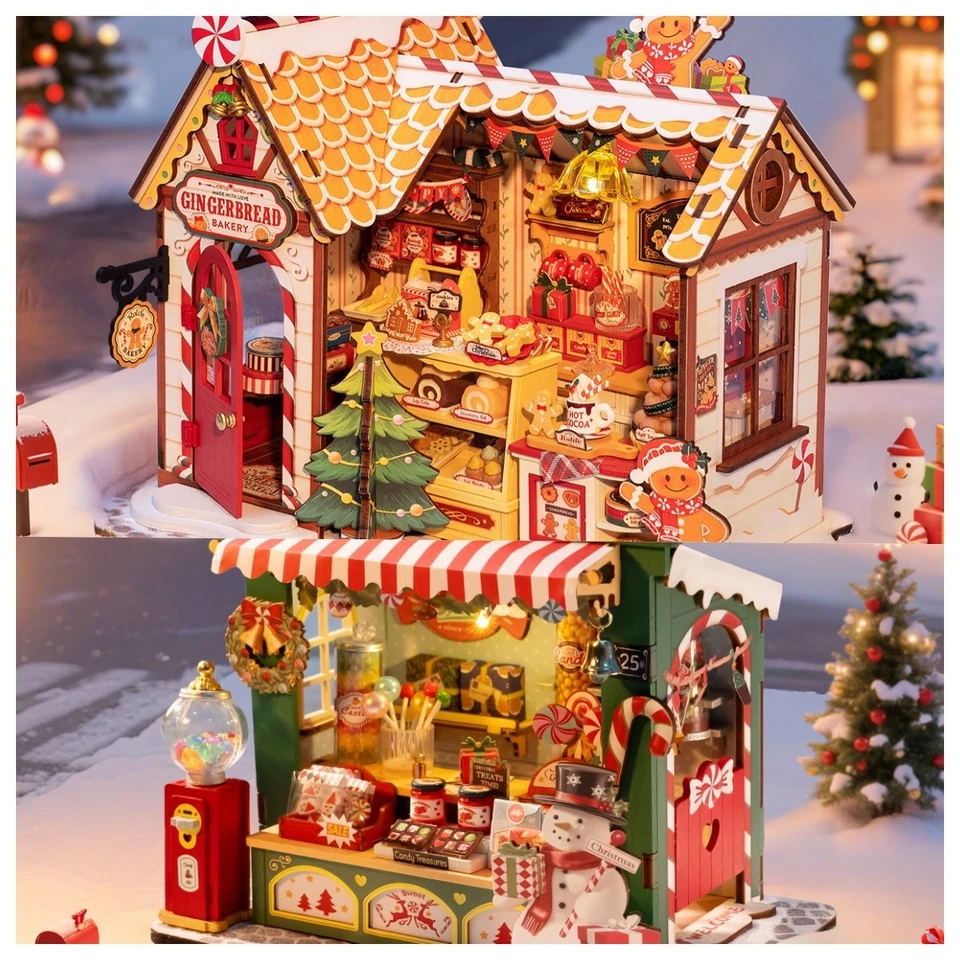 Rolife Wooden Christmas Miniature DollHouse 3D Puzzle Mini House LED Xmas Gifts - Image 1 of 1