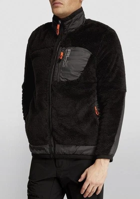 RLX Ralph Lauren Mens SZ L Hi-Pile Sherpa Fleece Tech Full Zip Jacket Black $298 - Image 1 of 4