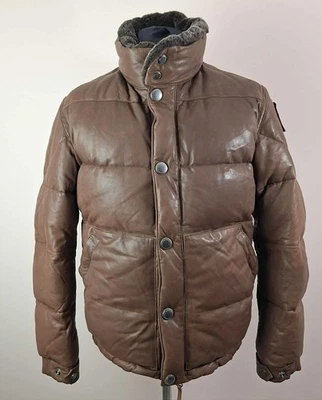 Parajumpers Goatskin Leather Down Filled Jacket Men's Size L Brown Fauxfur - Image 1 of 4