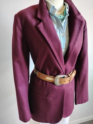 Sag Harbor Vintage 100% Wool Classic Preppy Blazer Burgundy Size 12 Petite - Image 1 of 4