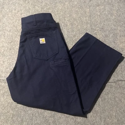 Carhartt FR Canvas Pants Mens 33x28 Blue NWT New Cargo Utility Work Jeans - Image 1 of 4