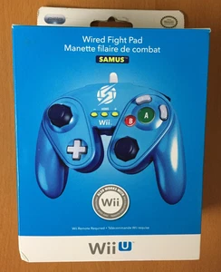 NEW sealed SAMUS Wired Fight Pad NINTENDO Wii U BLUE Zero Suit CONTROLLER Wiiu - Picture 1 of 5