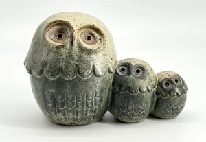 Vintage Owls Figurine MCM Stoneware Pottery 1970s Seventies - Picture 1 of 6