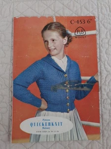 P&B Wools QK Strickanleitung Nr. C-453 Raglan Strickjacken 26-32" Vintage - Bild 1 von 4