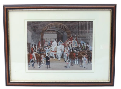 Cuadro tejido de seda Cash's of Coventry de Lady Godiva procesión 1829 Foto 1 de 3