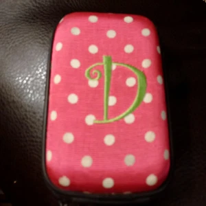 Speaker Portable Hard Case(Works) Pink Polka Dots Letter "D" - Picture 1 of 3