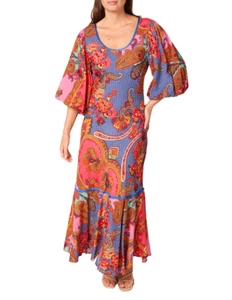 Adrift Flemington Bias Cut Dress size small Benrath floral print puff sleeve - Picture 1 of 15