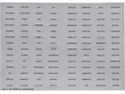 Aux Label, Zodiac Jandy AquaLink, All Button Control Stickers