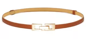 Skinny Belts for Women Thin PU Leather Waist Belt for Dresses 120CM Brown Ban... - Picture 1 of 7