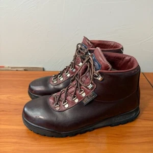 Vintage Vasque Men's Red Leather Italian Made Hiking Boot Goretex Leather Laces - Picture 1 of 11