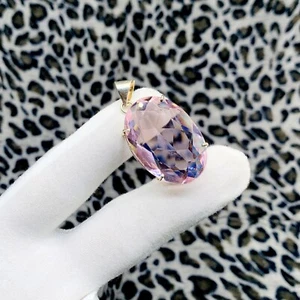 Colgante de joyería de corte ovalado de plata de ley 925 hecho a mano con piedras preciosas de kuncita rosa oscuro - Imagen 1 de 6