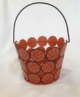 Metal Basketball themed Easter Basket bucket with handle