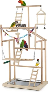 Pet Parrot Playstand Parrots Bird Playground Bird Play Stand Wood Perch Gym Play - Picture 1 of 12