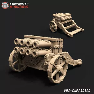 Cañón y tripulación de órgano enano, Wargames RPG fantasía DnD máquina de guerra enana miniatura - Imagen 1 de 2