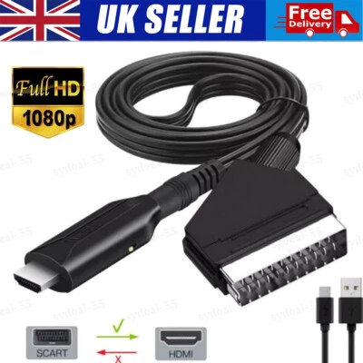 SCART to HDMI Converter Cable SCART > HDMI -- OLD DVD TO HD TV -- Video Adapter - Image 1 of 4