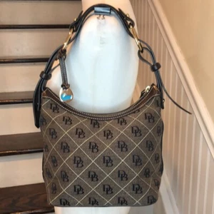Bolso de Hombro DOONEY & BOURKE Marrón Cuero y Marrón Lona Azul Marrón Azul Marrón - Imagen 1 de 14