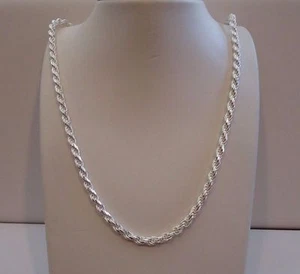 925 STERLING SILVER DESIGNER ROPE CHAIN /18 INCH LONG/ 4.5MM THICK /ITALIAN MADE - Picture 1 of 6