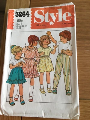 1981 ORIGINAL STYLE SEWING PATTERN 3264 girl’s clothes age 2 CUT FREE  P&P - Image 1 of 3