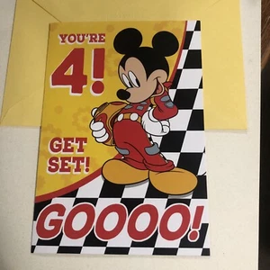 Happy 4th Birthday Disney You’re 4 Mickey Mouse 5”x7” Hallmark Greeting Card - Picture 1 of 5