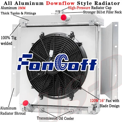 4 Row Radiator+Shroud Fan For 61-69 Dodge D100 Series Pickup 5.2L V8 AT - Image 1 of 4