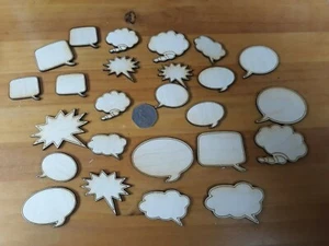 25x Sprechblasen Holz Handwerk Formen Holz Zum Selbermachen Dekoration Scheibe Plakette - Bild 1 von 5