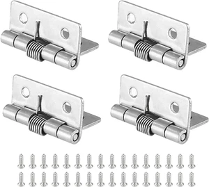 4 Pcs Spring Loaded Hinges for Cabinets, 1.5 Inch Length Stainless Steel Spring - Picture 1 of 7