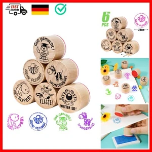6 Lehrerstempel Stempel Grundschule Holz Stempelset für Lehrer Motivationsst... - Bild 1 von 9