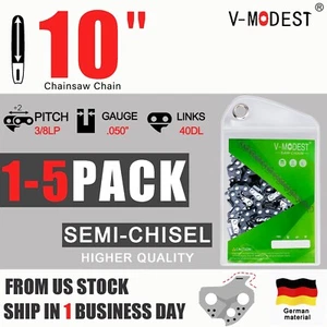 10'' Chainsaw Chain Blade 3/8" LP .050 Gauge 40DL for Sun Joe SWJ803E Pole Saw - Picture 1 of 13