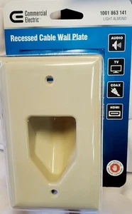 3 PCS x Commercial Electric Recessed Cable Wall Plate 1001863141. Light Almond - Picture 1 of 12