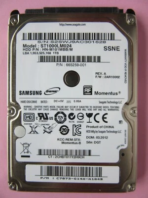 Samsung ST1000LM024 HN-M101MBB/M Hard Drive 1TB 2.5" HDD 2AR10002 SSNE 2012 S2S - Image 1 of 4
