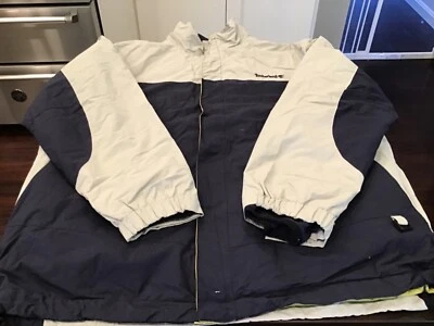 Timberland Mens Weather Wear Tan/Navy Winter Coat XL W/ Zip Out Fleece Lining - Image 1 of 4