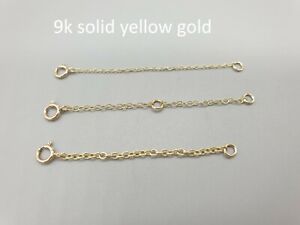 9k 9ct yellow gold extender safety chain bracelet necklace extension 0.5" to 4"