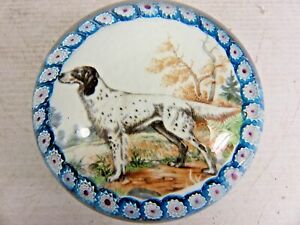 VERY FINE QUALITY LARGE EARLY GLASS PAPERWEIGHT WITH DOG PICTURE EXTREMELY RARE
