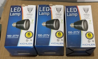 3x - Kichler PAR20 NARROW FLOOD LED LIGHT BULB - 7 WATT - 310 Lumen 27K - New - Image 1 of 2