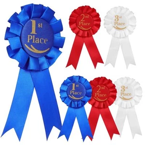 6 Pcs Award Ribbon Set Prize Ribbons First Second and Third prizes Blue White... - Picture 1 of 9