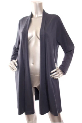 NOVO (7) Cardigã Eileen Fisher Jersey Fino Aço Azul G - Imagem 1 de 4